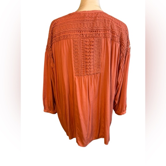 Entro NWOT Mandarin Collar Orange Blouse with 3/4 Sleeves - Picture 2 of 7